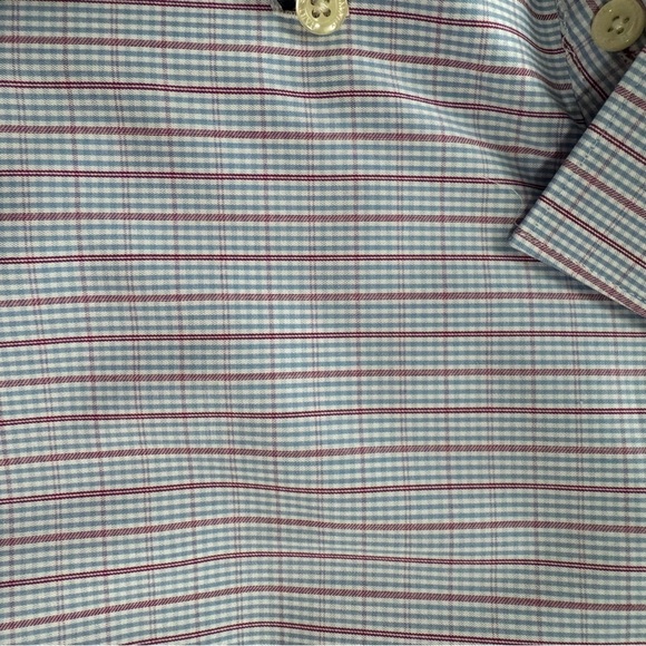 HART SCHAFFNER MARX SHORT SLEEVE DRESS SHIRT XL RED, BLUE AND WHITE - Picture 9 of 12